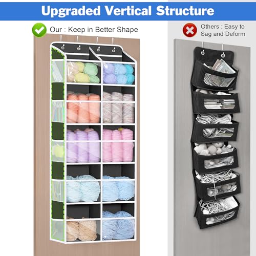 Image of Univivi Hanging Yarn Storage Organizer, Extra Large 5 Tiers Crochet Bag Organizer with Clear Deep Pockets, Over The Door Yarn Storage for Crochet Hook, Knitting Needles (Dark Grey)