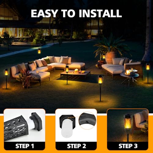 Joltix Flame Solar Light, 4 Pack Solar Lights, IP65 Waterproof Solar Flickering Dancing Lights,Landscape Lighting Auto On/Off for Outdoor Garden Patio Pathway Yard Driveway Halloween Decorative.