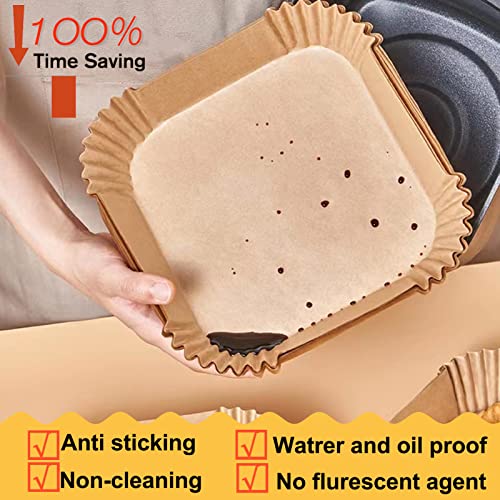 Image of Air Fryer Disposable Paper Liner Square 10 Inch, 100Pcs Largest Square Air Fryer Paper Liners for 8-12QT Air fryer, Non-stick Food Grade Parchment Paper for Frying, Cooking, Roasting and Microwave
