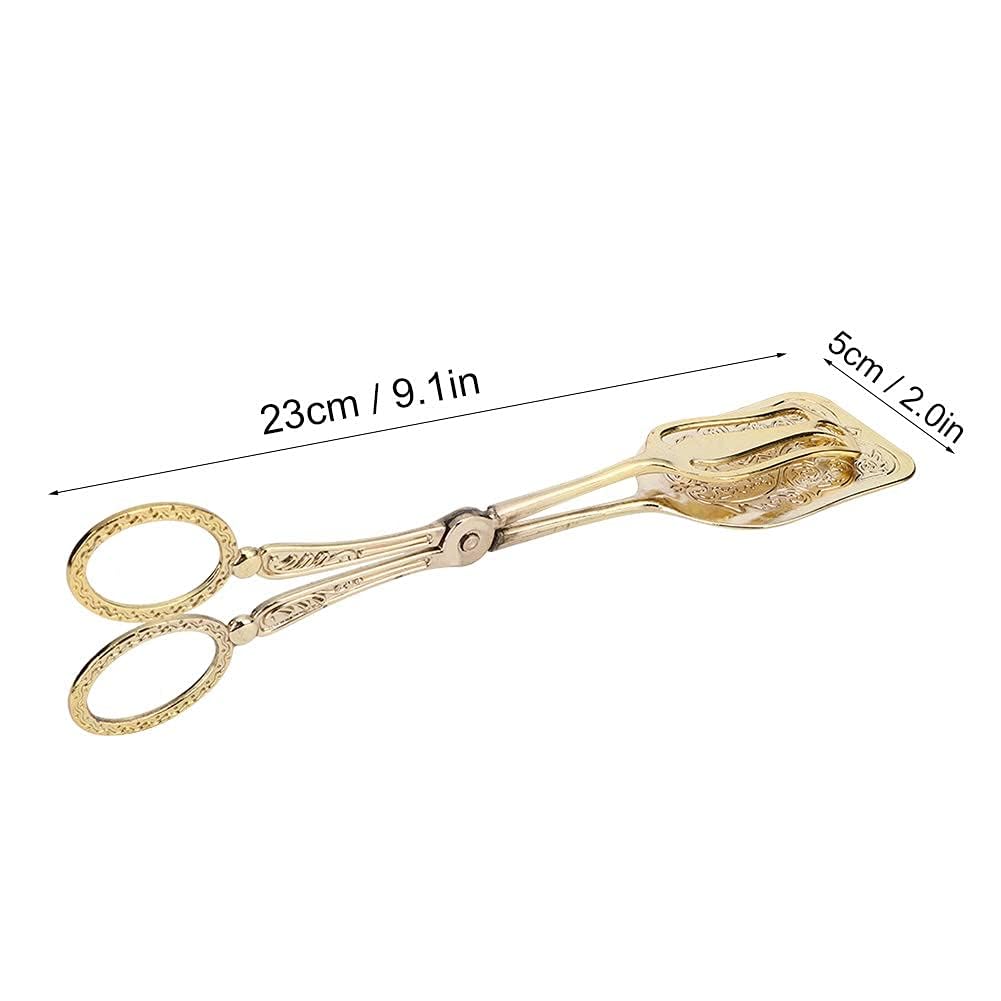 Servierzange, 2 Stück, Brotzange, Lebensmittel-Buffet-Clip, Salatbesteck, Zinklegierung, Vintage-Salat-Steak-Clip für Catering (Gold)