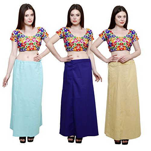 Image of Pistaa combo of 3 Women's Cotton Best Indian Readymade Inskirt Saree petticoats