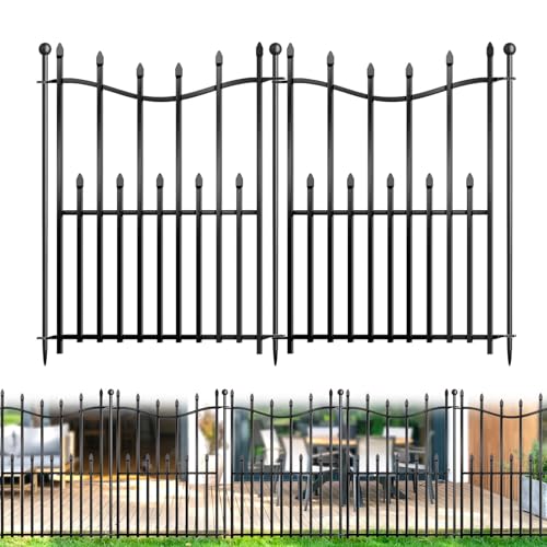 10 Panels No Dig Decorative Garden Fence, 32in(H)×22ft(L) Heavy-Duty Rustproof Metal Panels, Outdoor Dog Barrier for Yard & Patio, Landscape, Border| Portable Temporary Fencing