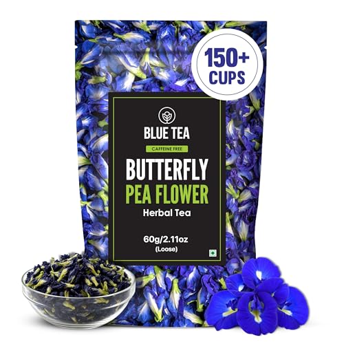 Image of BLUE TEA - Butterfly Pea Flower Tea - 2.11 Oz (150+ Cups) | Antioxidant Rich | Chemical Free - Herbal Tea - Caffeine free - Non Bitter - No Preservatives | Zipper Pack