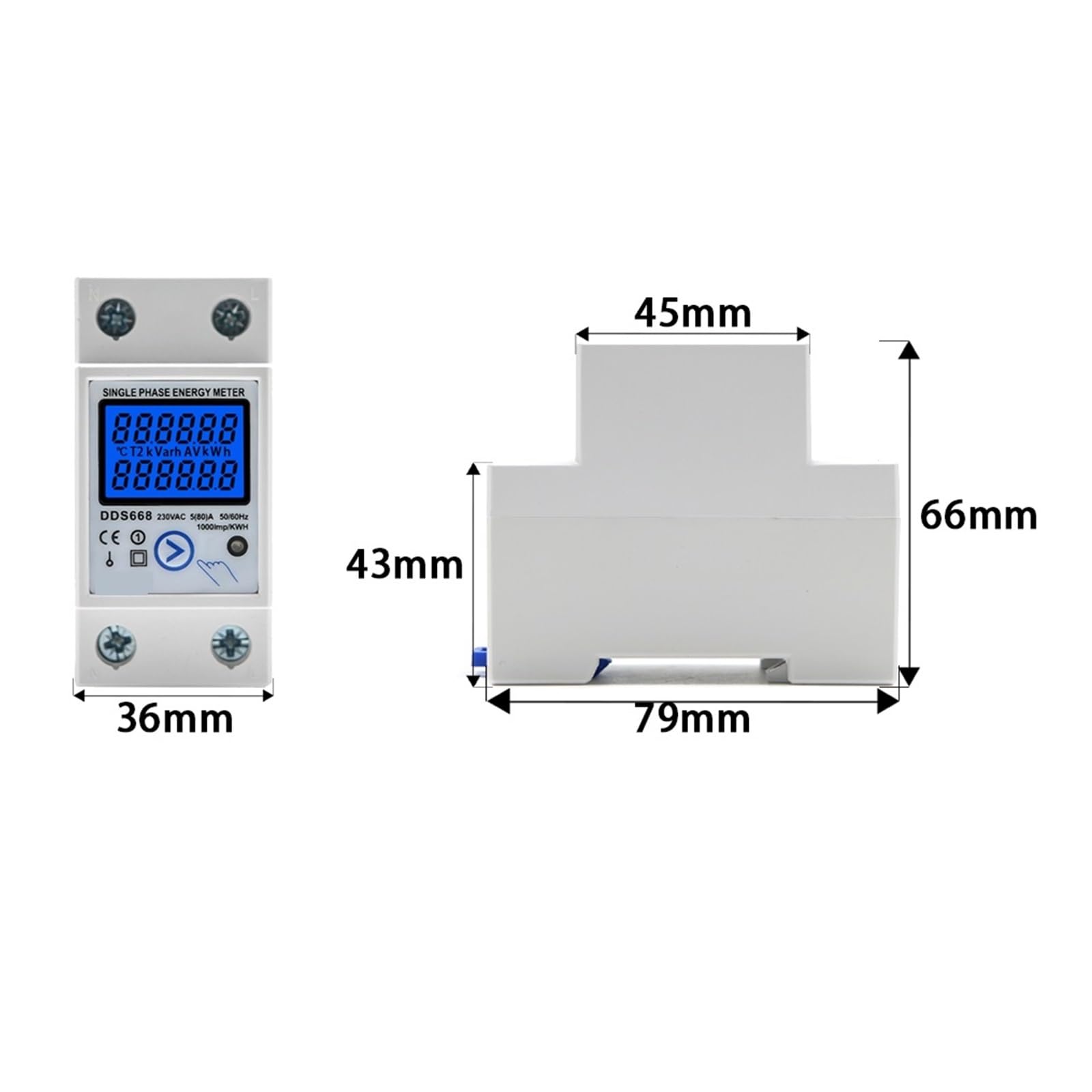 Cyfrowy licznik energii elektrycznej Cyfrowy Licznik Jednofazowy Na Szynę Din Reset Zerowego Licznika Energii KWh Napięcie Prądu Miernik Zużycia Energii Wattmeter Electricity(DDS668)
