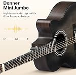Donner 40 Inch Débutant Acoustic Guitar Cutaway Acustica Guitarra Bundle Kit avec prises en ligne gratuite Sac de leçon Tuner Capo Strap Mini Jumbo pour adulte Voyage Adolescent main droite noir brun DAJ-110CD