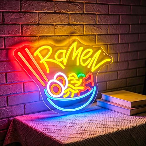 Image of Ramen Neon Sign for Wall Decor Light Up Sign Led Signs for Room Party Home Wall Decor USB Powered
