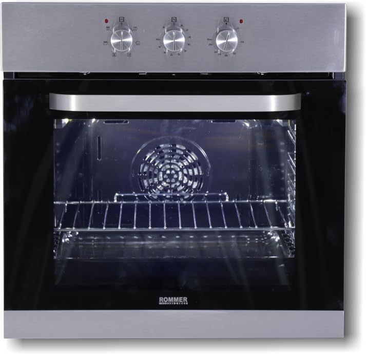 Horno encastrable Rommer, capacidad 69 litros, grill, 6 funciones, frotal negro e Inox