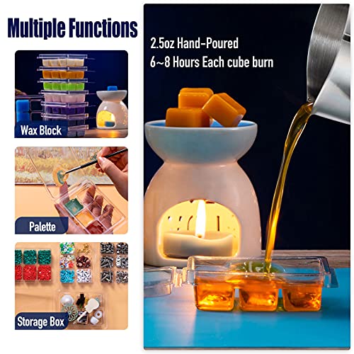 image for Opeshar 100 Packs Wax Melt Clamshells Molds, Clear Empty Plastic Cube 