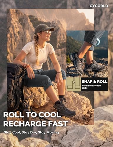 Image of Cycorld Women's-Hiking-Pants-Convertible Quick-Dry-Stretch-Lightweight Zip-Off Outdoor Pants with 5 Deep Pockets