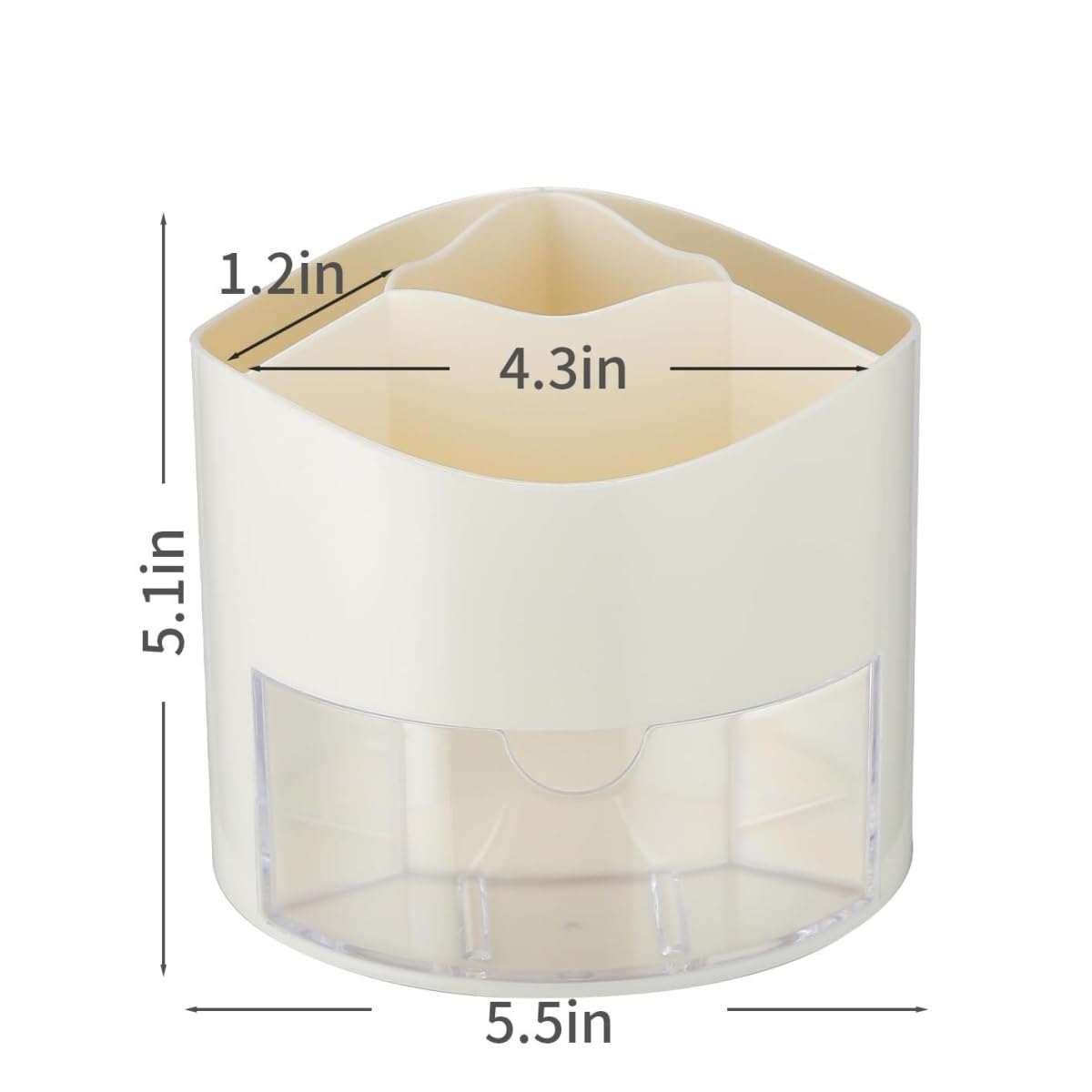 Stifteköcher Stifte Halter Stifthalter, 4 Fächer, 360 Grad Drehbarer Organizer Mit Schublade For Den Büro-Desktop Schreibtisch-Organizer(White)