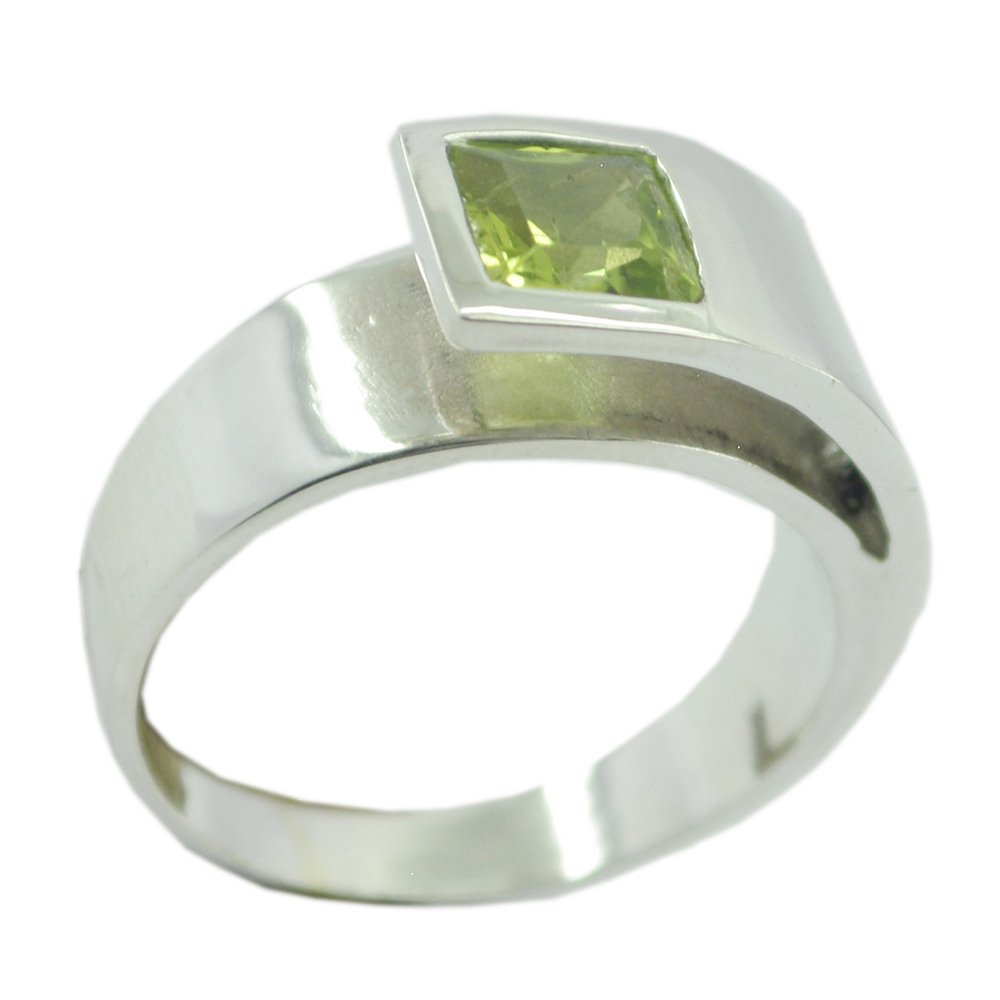 Bague de promesse en péridot authentique et argent massif à lunette - 6