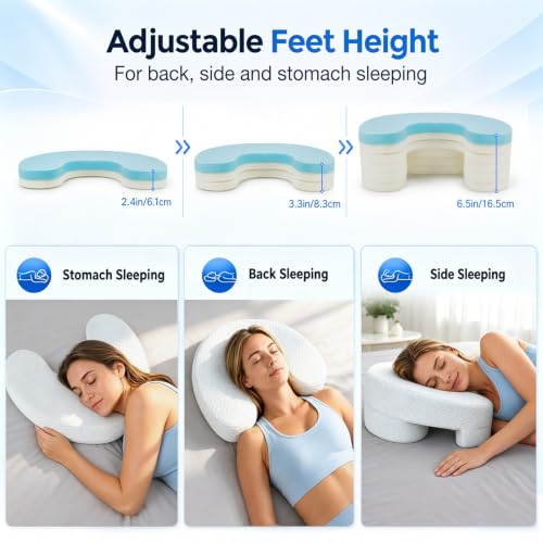 Almohada cervical viscoelástica de 6 capas extraíbles para dormir de espalda y lado 6