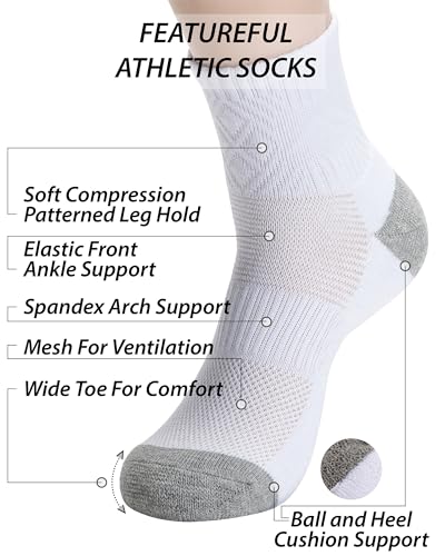 Image of Pro Mountain Wide Toe Box For Health Cotton Compression Ankle Socks Athletic Hiking Mesh Quarter Length No Logo