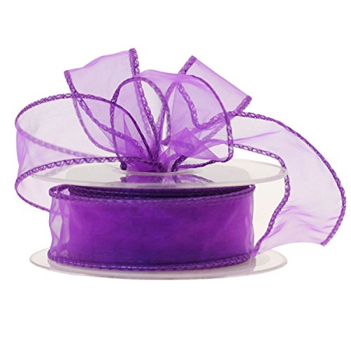 2 Meters x 30 mm Wide Wired Edge Organza Chiffon Ribbon (gently folded) - Choose Your colour (Purple)