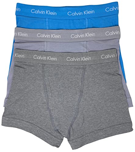 Calvin Klein Men's Underwear Cotton Classics 3-pack Trunks (Large, Soft Grape/Grey Heather/Sky Blue)