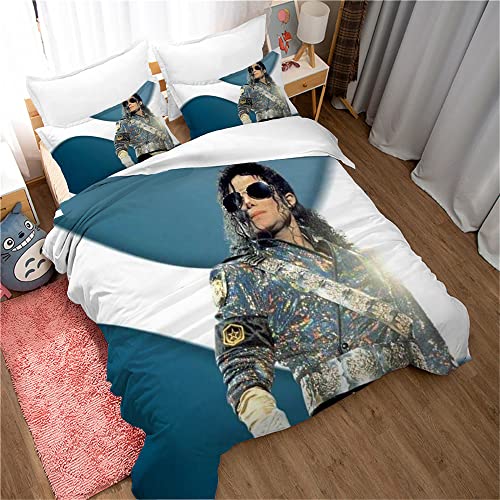 60 Coton à Longues Fibres Michael Jackson, Chanteur D'idole 3 Pièces 3D Graffiti Literie Housse De Couette Printemps Et Automne Simple Couette (200 x 200...