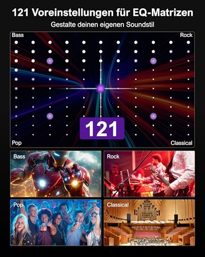 HDMI eARC und Optical-Anschlüsse an der ULTIMEA Soundbar für kompatible 4K-TV-Verbindungen mit niedriger 18-ms-Latenz.