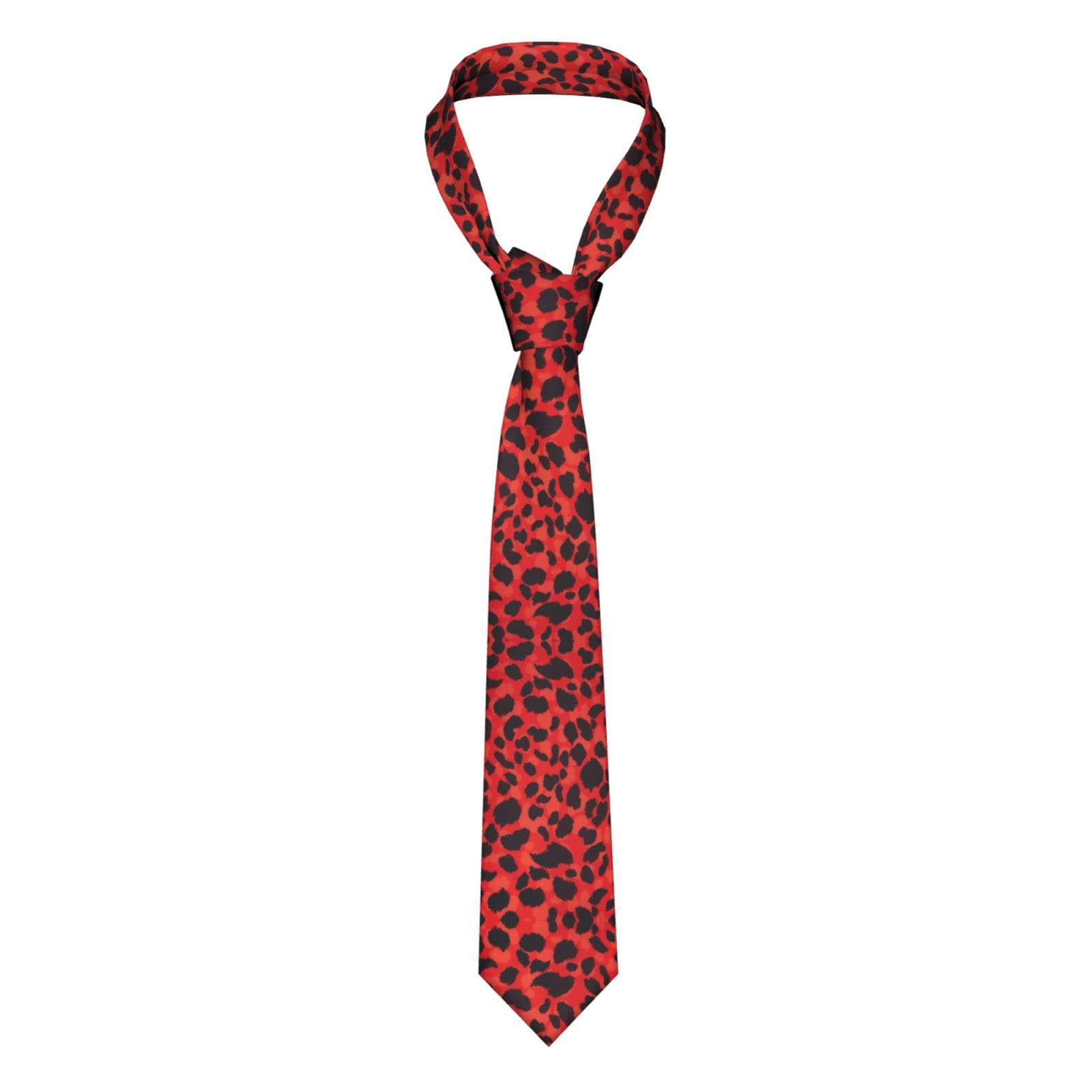 Aseelo Men's Red Leopard Pattern Neckties Fashion Suit Tie Classic Neck Ties Skinny Tie For Wedding Business Formal Party