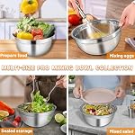 Mixing Bowls with Airtight Lids for Kitchen, 7 Piece Stainless Steel Metal Nesting Storage Bowls, 3 Grater Attachments, Size 4.5, 3.6, 2.7, 2.1,1.7, 1.1,0.7QT for Mixing, Baking & Serving Food