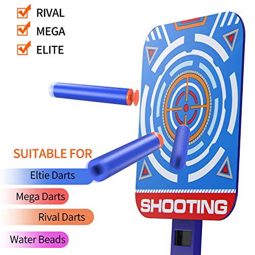 DG-Direct Upgraded Electric Scoring Auto Reset Shooting Digital Target for Nerf Guns Blaster Elite/Mega/Rival Series with 20 Pcs Refill Darts and 1 Hand Wrist Band and 1 Alternate Scoring Target.
