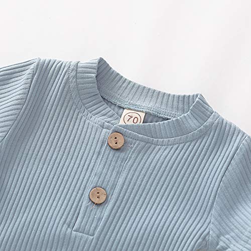 Conjuntos de roupas para meninos e meninas recém-nascidos de verão, macaquinho liso de manga curta +