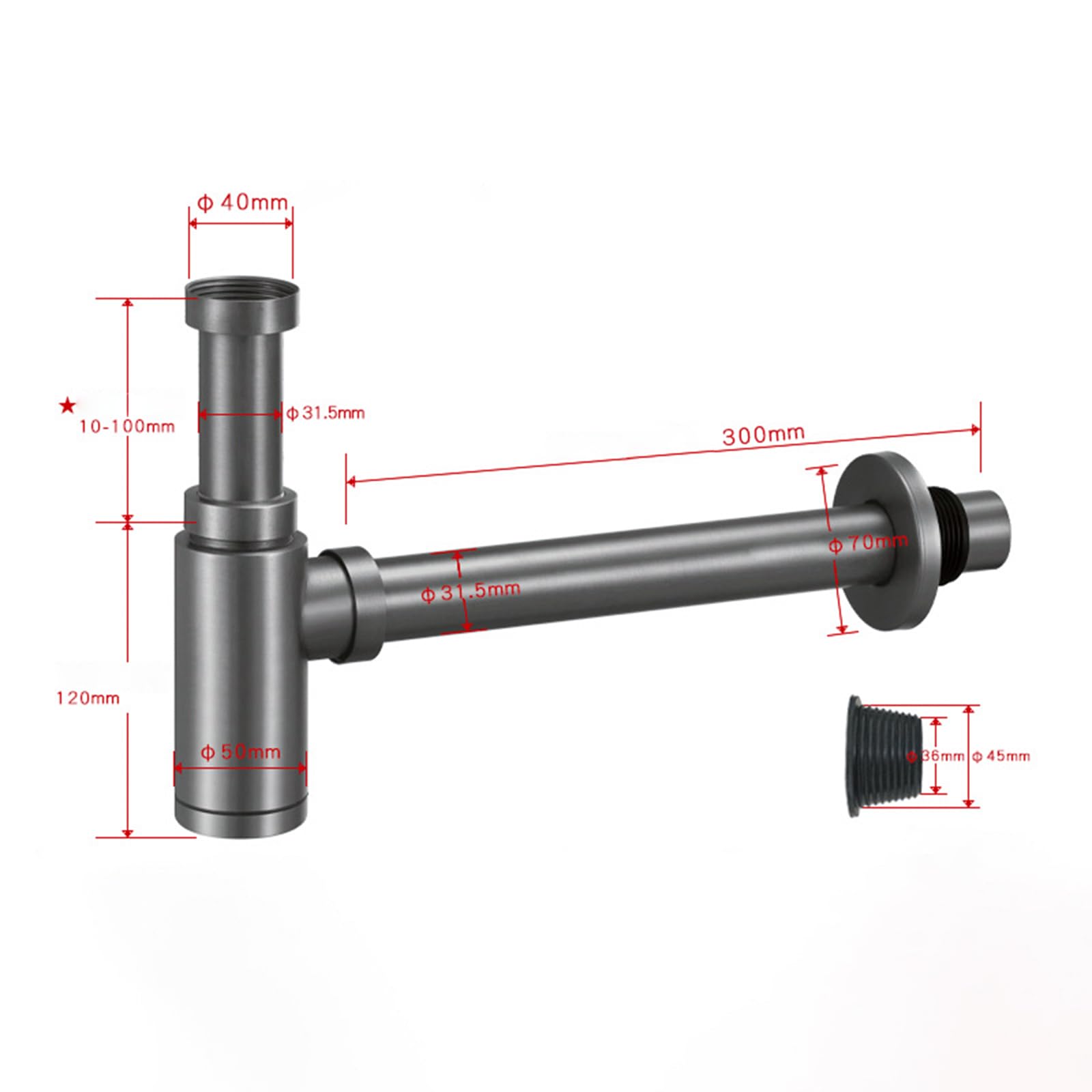 Siphon Waschbecken Mit Geruchsverschluss,Verstellbares Abflussrohr,Bächlein Siphon Für Die Küchenspüle,Niversal Abflussrohr 1 1/4"