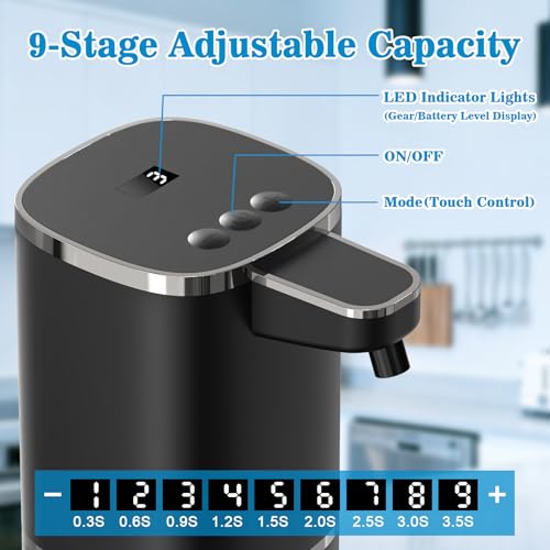 Seifenspender Automatisch Wandbefestigung 400ml Elektrischer Schaumseifenspender mit Sensor, 9-Stufig Einstellbar, Display, USB Wiederaufladbarer Automatic Soap Dispenser für Bad Küche Büro, Schwarz 2