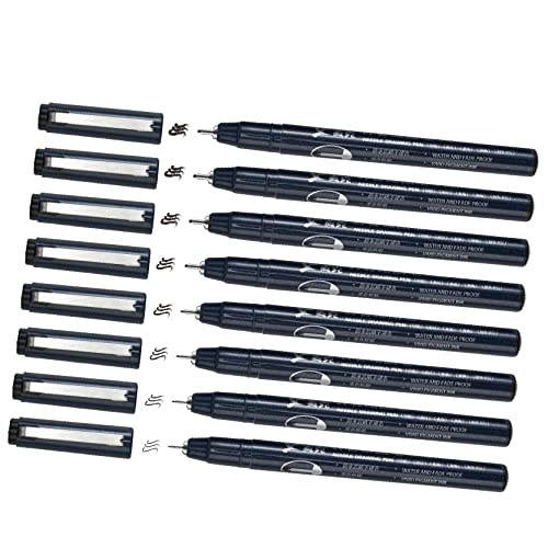 Maikedepot Micro-Line Pens 8 Size Fineliner Ink Pens Black Drawing Pens Waterproof Precision Ink Multiliner Pens Manga Pens For Artist Illustration, Calligraphy, Sketching, Technical Drawing #TOP18