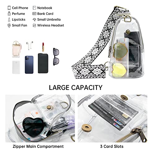Long Keeper Clear Sling Shoulder Bag Stadium Approved Backpack Women Men Crossbody Chest Bag With Bohemia Adjustable Strap (Grey)3
