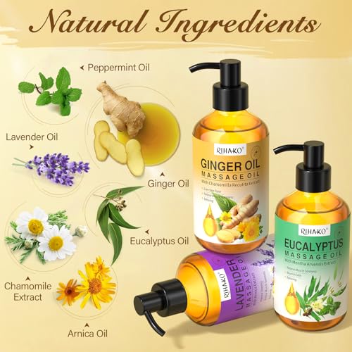 Rihako 3 Pack Massage Oil For Massage Therapy,Ginger Lymphatic Drainage thumb #3