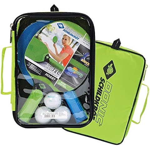 Donic-Schildkröt Alltec Hobby Outdoor Table Tennis Set, 2 Plastic Bats, Weatherproof and Washable, 3 Balls, Valuable Bag, 788648 Cover