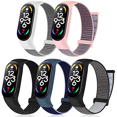 Runostrich Nylon Bracelet de Montre Compatible pour Xiaomi Mi Band 7/Mi Band 6/ Mi Band 5/Mi Band 4/Mi Band 3, Bracelet de Sport Respirant Réglable pour Xiaomi Mi Band NFC 7 6 5 pour Homme Femme Cover