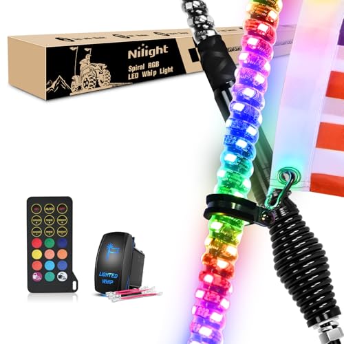 Nilight - TL-27 2PCS 4FT Spiral RGB Led Whip Light...