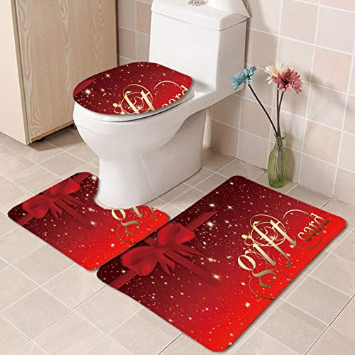 KDENDGGA Arc De Ciel Étoilé Rouge Doux Tapis De Bain 3 Pièces Tapis De Bain Antidérapant Ensembles Tapis De Douche De Toilette en Trois Pièces 50 * 80 Cm Cover