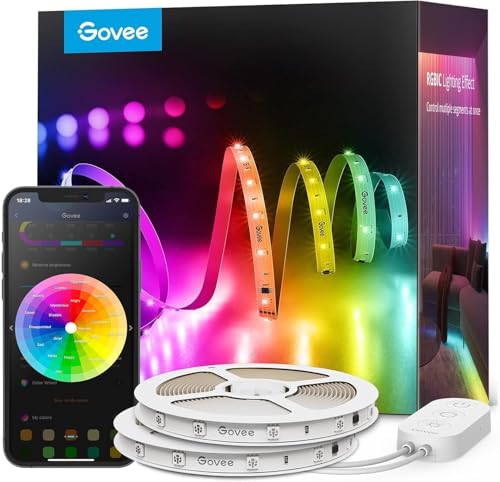 Govee 100ft RGBIC LED Strip Lights, Smart LED Lights Work with Alexa and Google Assistant, LED Lights for Bedroom WiFi App Control Segmented DIY Multiple Colors, Color Changing Light, (2 x 50ft)