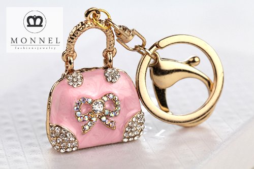 Z605 Cute Big Pink Fashion Handbag Purse Charm Keychain Key Ring