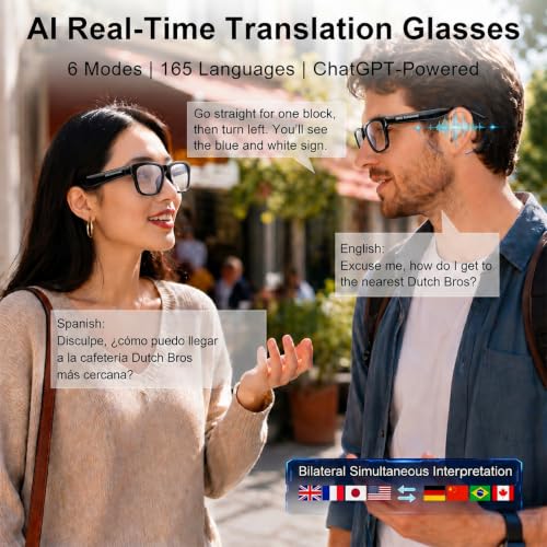 Image of OhO sunshsine AI Glasses, Bluetooth Audio Sunglasses with 10H Playtime, ChatGPT Translation & Water Resistant Open Ear Glasses