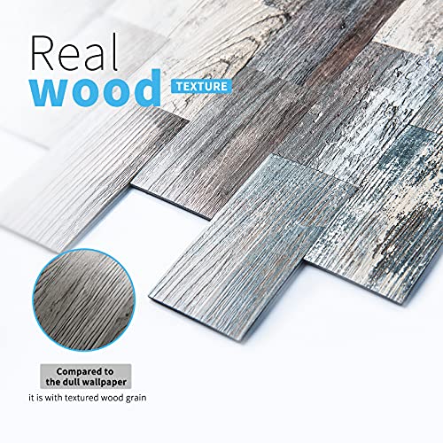 Image of Art3d PVC Peel and Stick Backsplash Wall Tile, 10-Pack, Spruce Grey Rustic