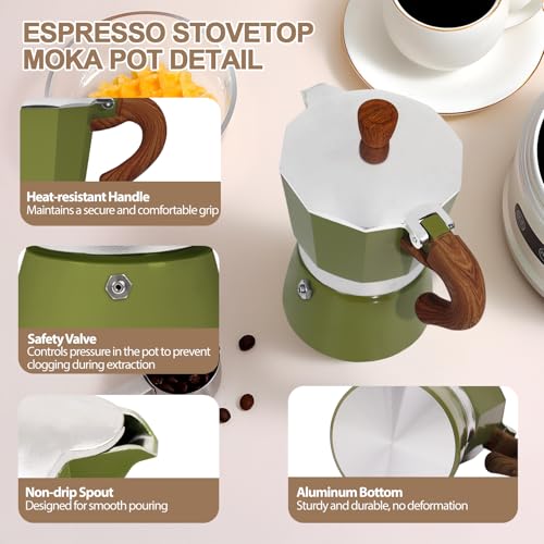 Image of Aluminum 9 Cup 450ml Moka Pot Express Coffee Maker Stovetop Espresso Colorful Coffeemaker Italian Classic Style Brewing Greca Cafe Mocha Machine for Cafeteras Lover Camping Travel and Home Use 15oz