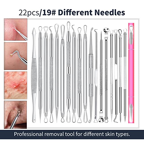 2023 Professional Pimple Popper Tool Kit - 22 Pcs Blackhead Remover Tools For Acne And Zit Popping Comedone Extractor #TOP3