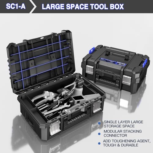 Image of AIRAJ 4 Tier Rolling Tool Box with Wheels, 18 inch Stackable Tool Box Organizer