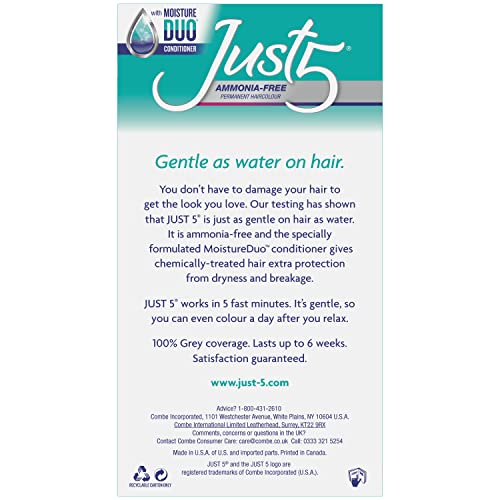 Just 5 Women's 5 Minute Permanent Hair Color With Conditioner, Grey Hair Coloring For Women - Jet Black #TOP2