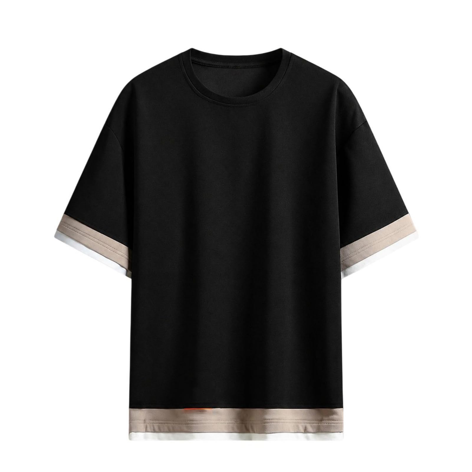 Maglietta da uomo a girocollo a blocchi di colore, look a strati, vestibilità ampia, casual