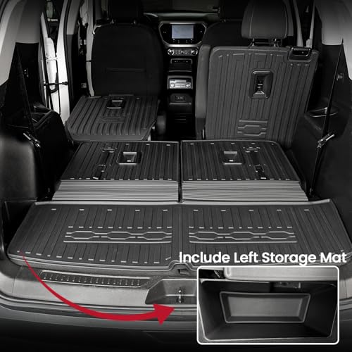 Image of Cargo Mat with Backrest Mats for 2017-2023 GMC Acadia 6 /7 Seats Accessories, All-Weather TPE Trunk Mat Cargo Liner Protector SL /SLE /SLT /AT4 /DENALI