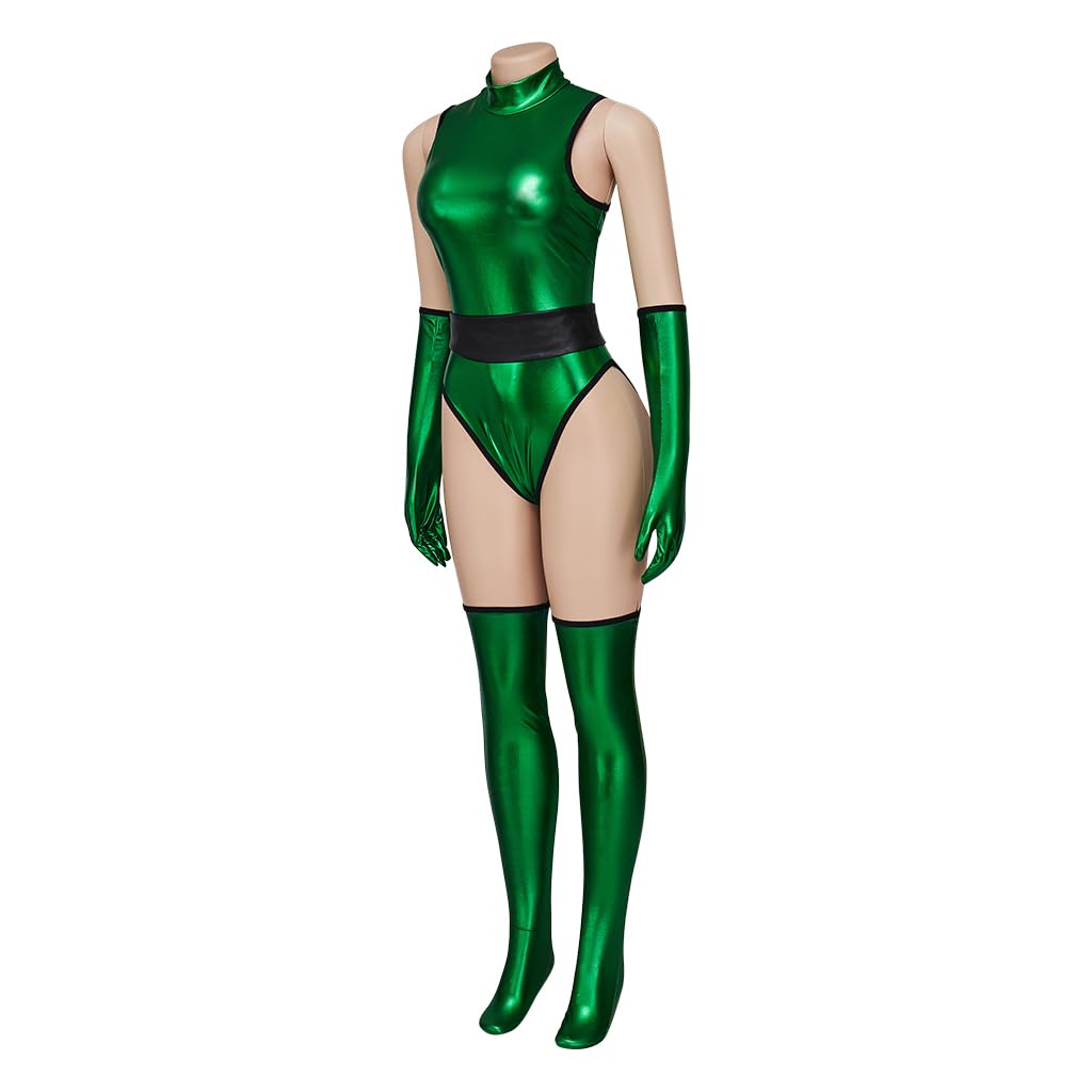 RocailleCos Mortal MK Jade Cosplay Costume femminile Sexy Verde Tuta Kombat con maschera Ninja Fighter Outfit