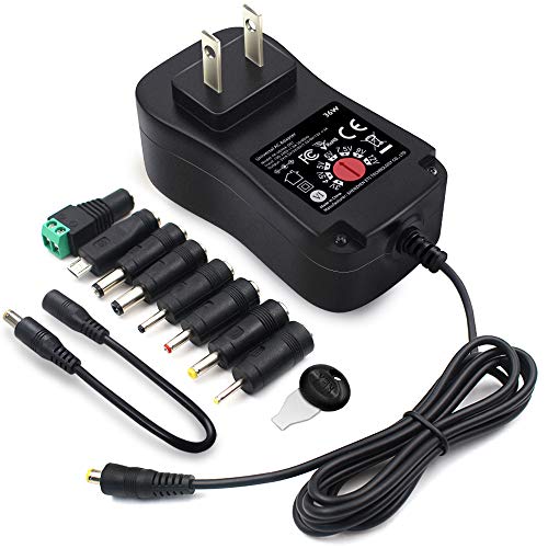 Outtag 36W Universal AC Adapter 3V 4.5V 5V 6V 7.5V 9V 12V Multi Voltage Switching Power Supply Cord Replacement for Household Electronics 3000mA Max, w/Reverse Polarity Cable