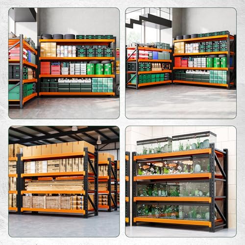 Image of Letaya 3000LBS Heavy Duty Storage Shelves,70 inch H Metal Garage Shelving Units,4 Tier Large Tall Industrial Shelving,Adjustable Utility Rack Shelf for Warehouse,Basement (Orange, 48 inch W x 24 inch D x 70 inch H)