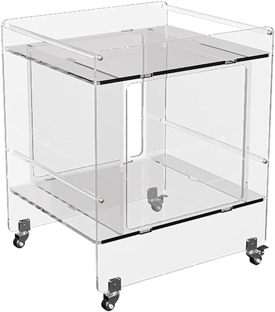 Transparent Acrylic Mobile Side Table with Wheels - Multifunctional Storage & Stylish Home Decor (Blue)