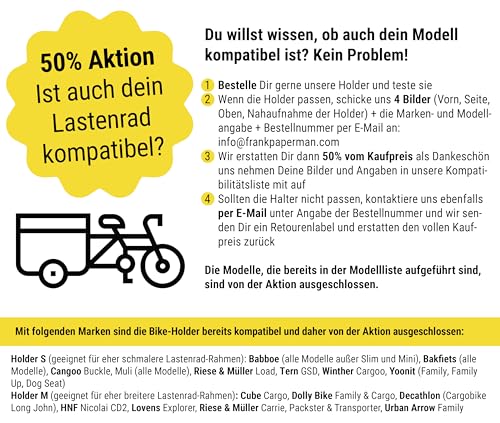 Frank Bike Holder | Fahrrad Halterung Lastenrad für Laufrad (Größe M, 2)