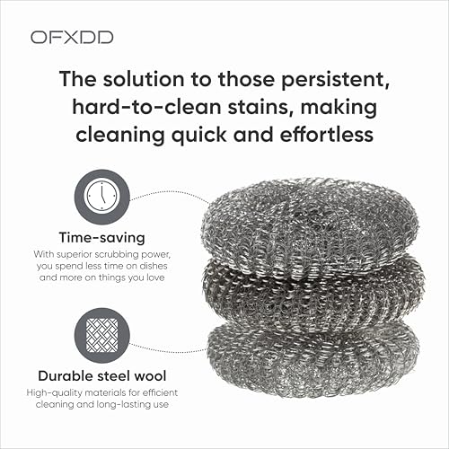 Image of Metal Sponge Scrubber - Pack of 3 - Dish Cleaning Metal Scrub - Kitchen Scrubbing Sponges